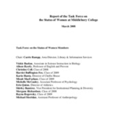 (2008) Report of the Task Force on<br /><br />
the Status of Women at Middlebury College