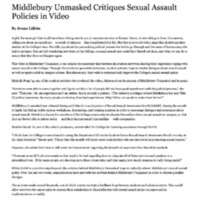 The Campus: &quot;Middlebury Unmasked Critiques Sexual Assault Policies in Video&quot;