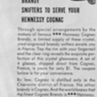 Ad for Brandy Snifters to Serve Hennessey Cognac, 4.